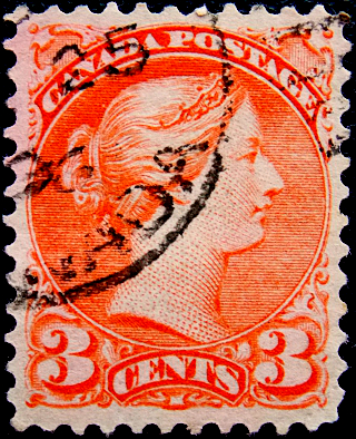 Канада 1876 год . Queen Victoria . 3 c . Каталог 3,0 фунта . (3)  